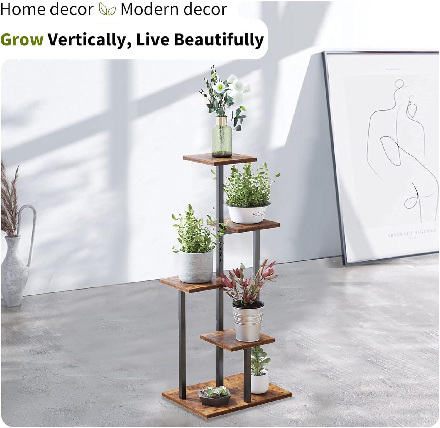4 Tier Plant Stand Indoor, Tiered Plant Stands for Indoor Plants Multiple, Corner Flower Stand for Living Room, Multi-Layer Vintage Design Plant Shelf