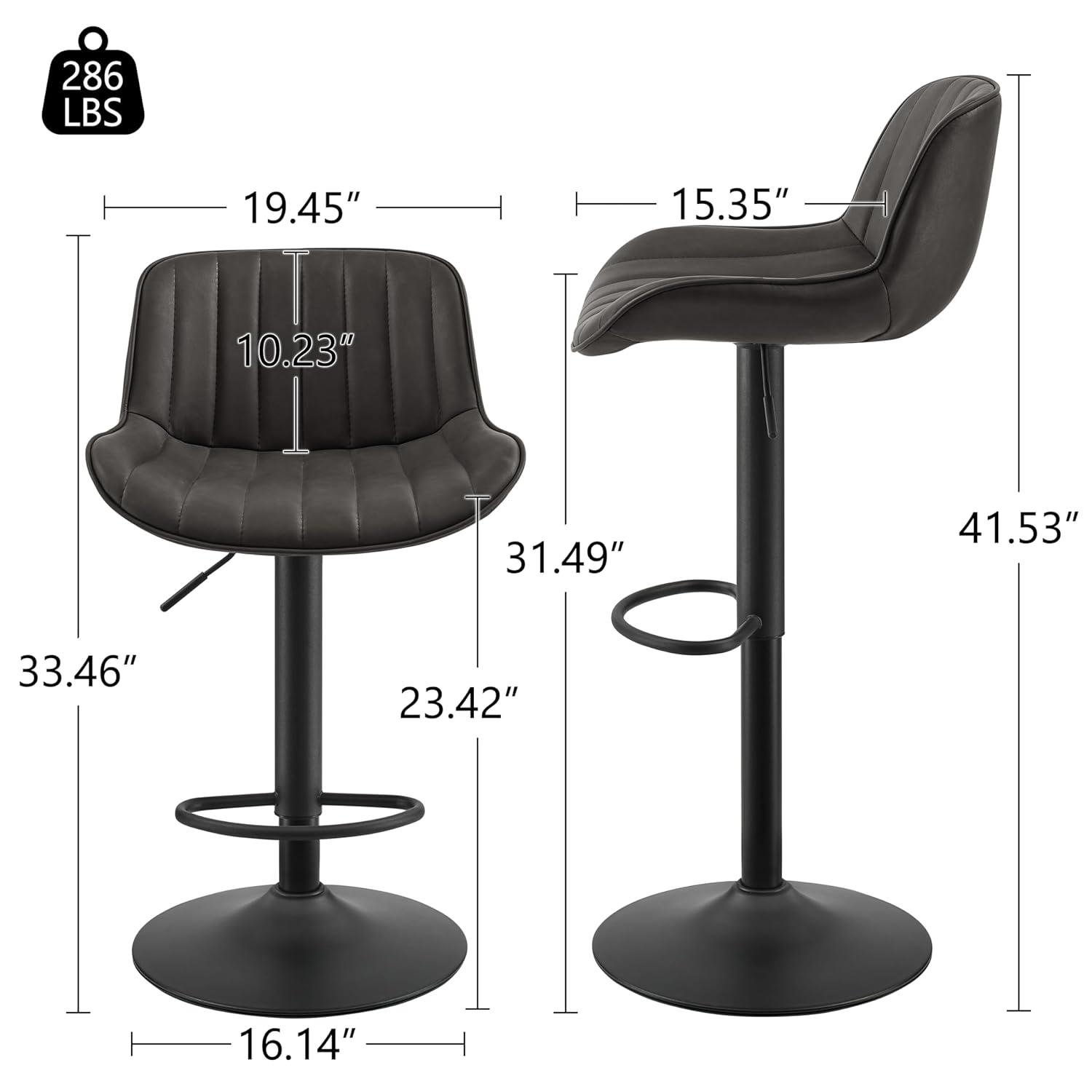 17 Stories Set of 2 Open Backrest Adjustable Swivel Barstools