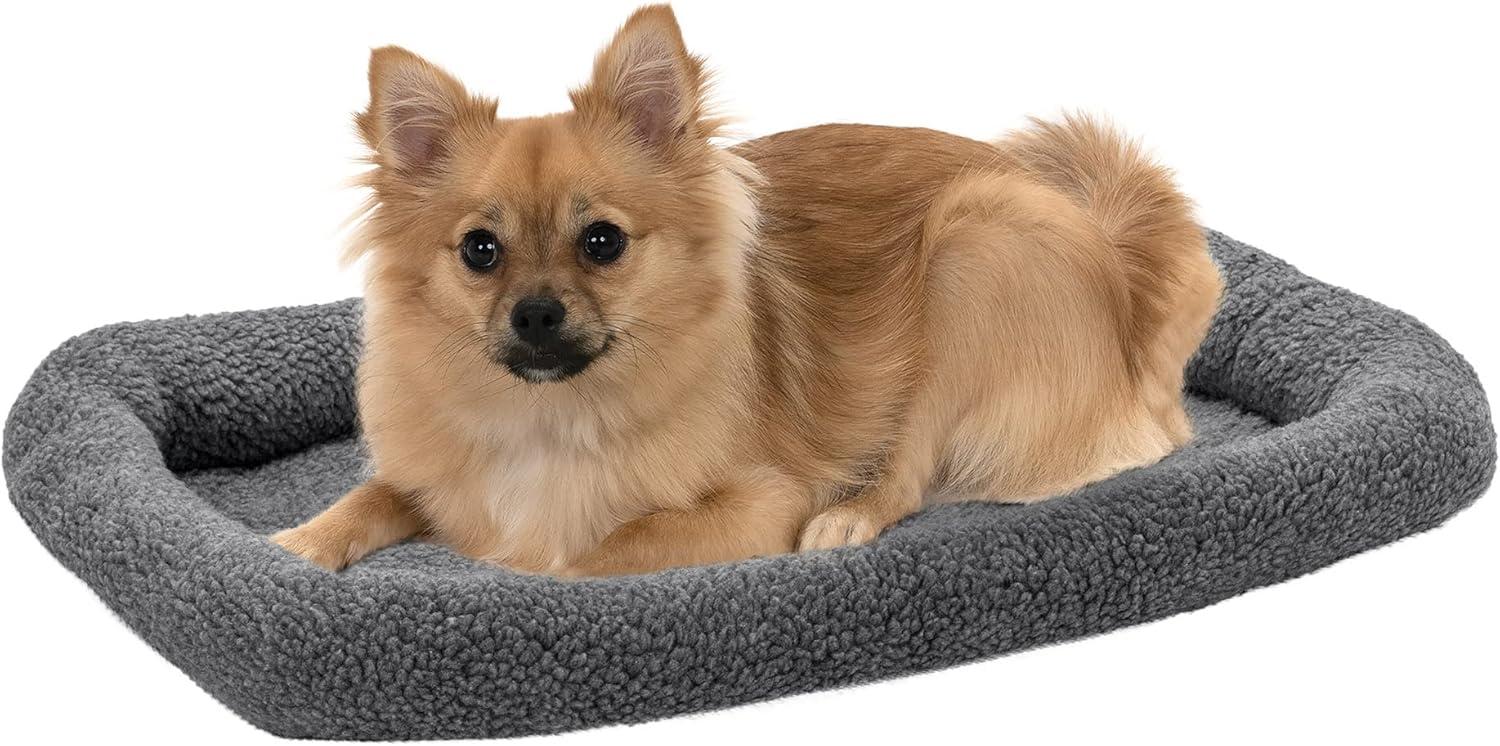 FurHaven Faux Lambswool Crate Bolster Pet Bed