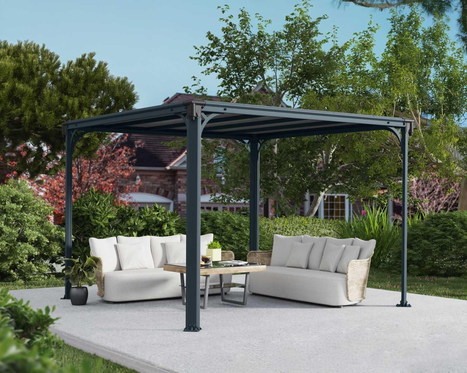 Canopia Canopia - Milano Aluminum Flat Top Gazebo with Polycarbonate Roof Panels – Durable Modern Outdoor Patio Shelter