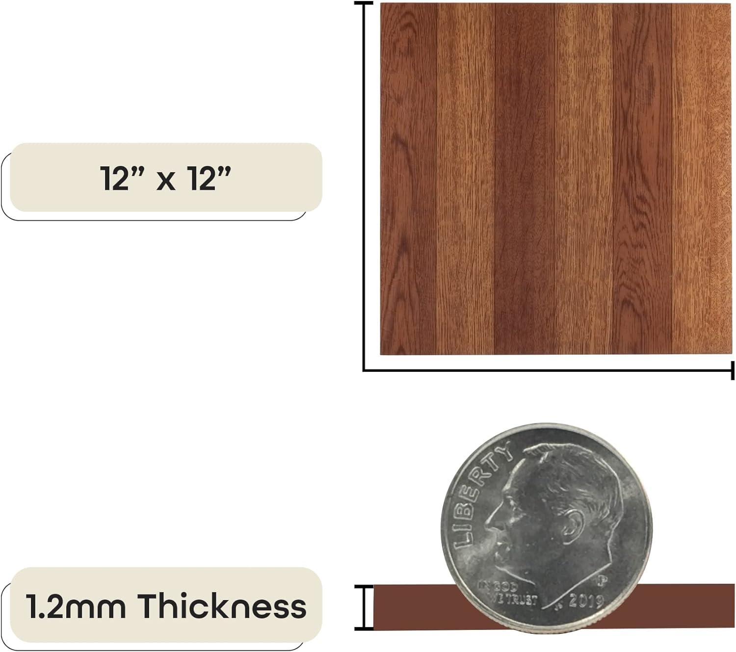 Medium Oak 12"x12" Peel & Stick Vinyl Floor Tiles