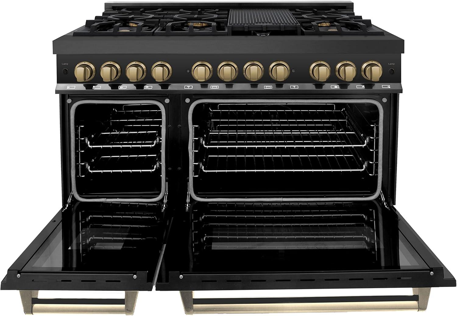 ZLINE Autograph 48" Legacy Dual Fuel Range in Black Stainless Steel