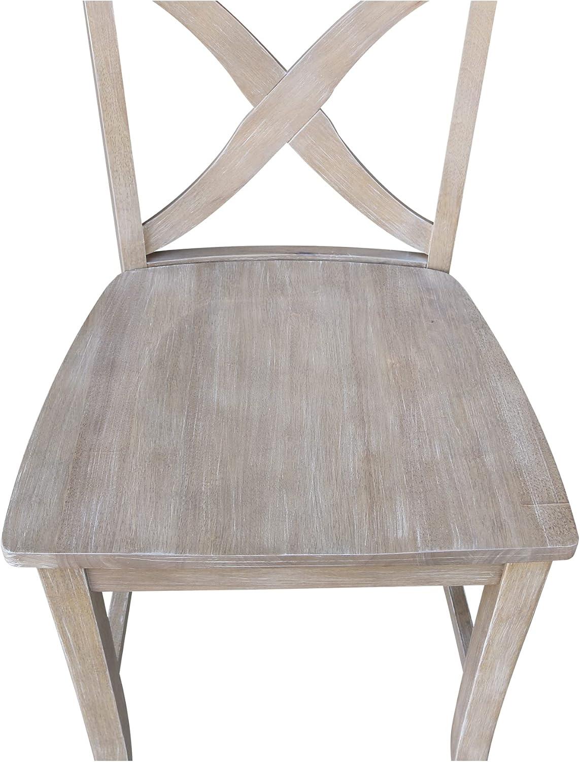 24" Vinyard Counter Height Barstool Washed Gray/Taupe - International Concepts: Solid Wood, X-Back Design