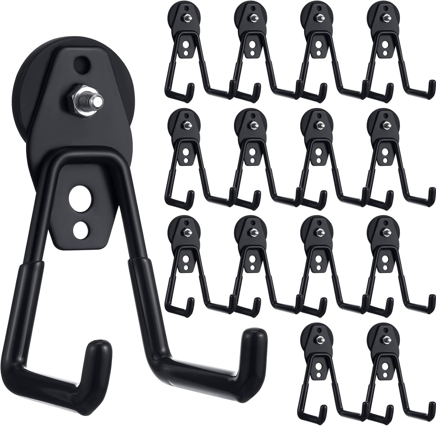 Garage Hooks Heavy Duty 12 Pack Steel Garage Storage Hooks Tool Hangers for Garage Wall Utility Wall Mount Garage Hooks and Hangers with Anti Slip Coating for Garden Tools Ladders Bulky Items