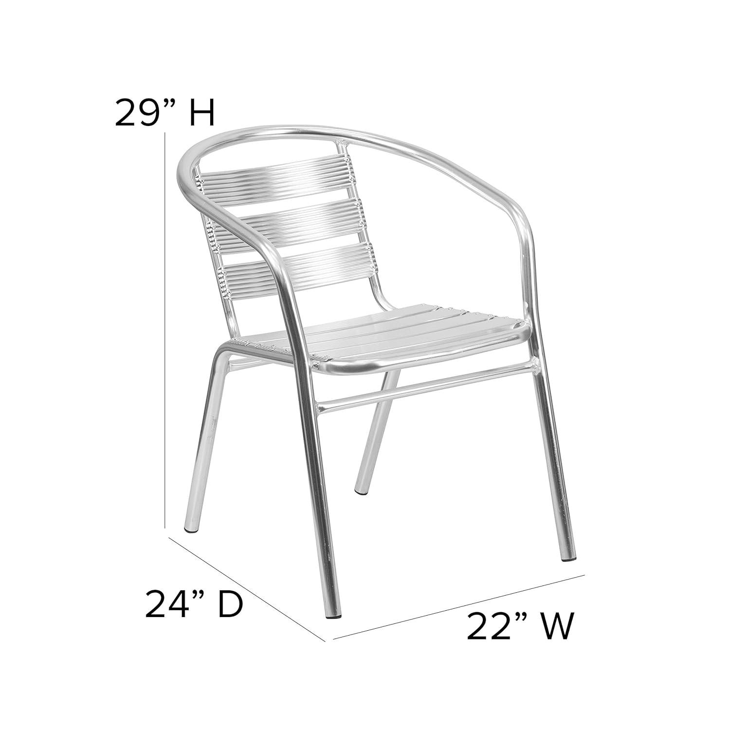 Flash Furniture Heavy Duty Commercial Aluminum Indoor-Outdoor Restaurant Stack Chair with Triple Slat Back
