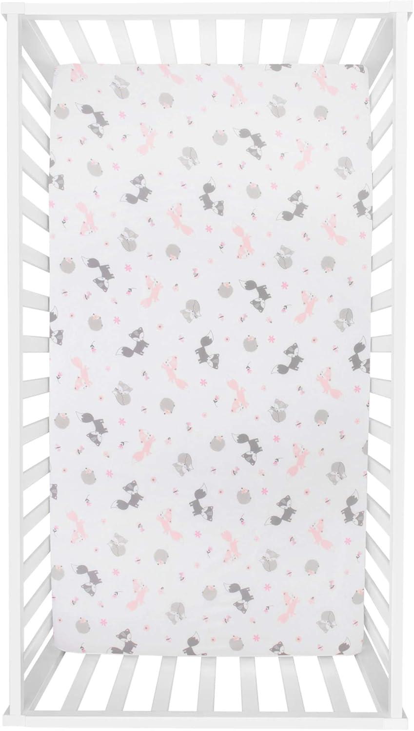 Sammy y Lou Infant Microfibra Estampada Floral Tejido Bolsillo Profundo 200 Sábanas para Cuna, Blanco, 2 Piezas