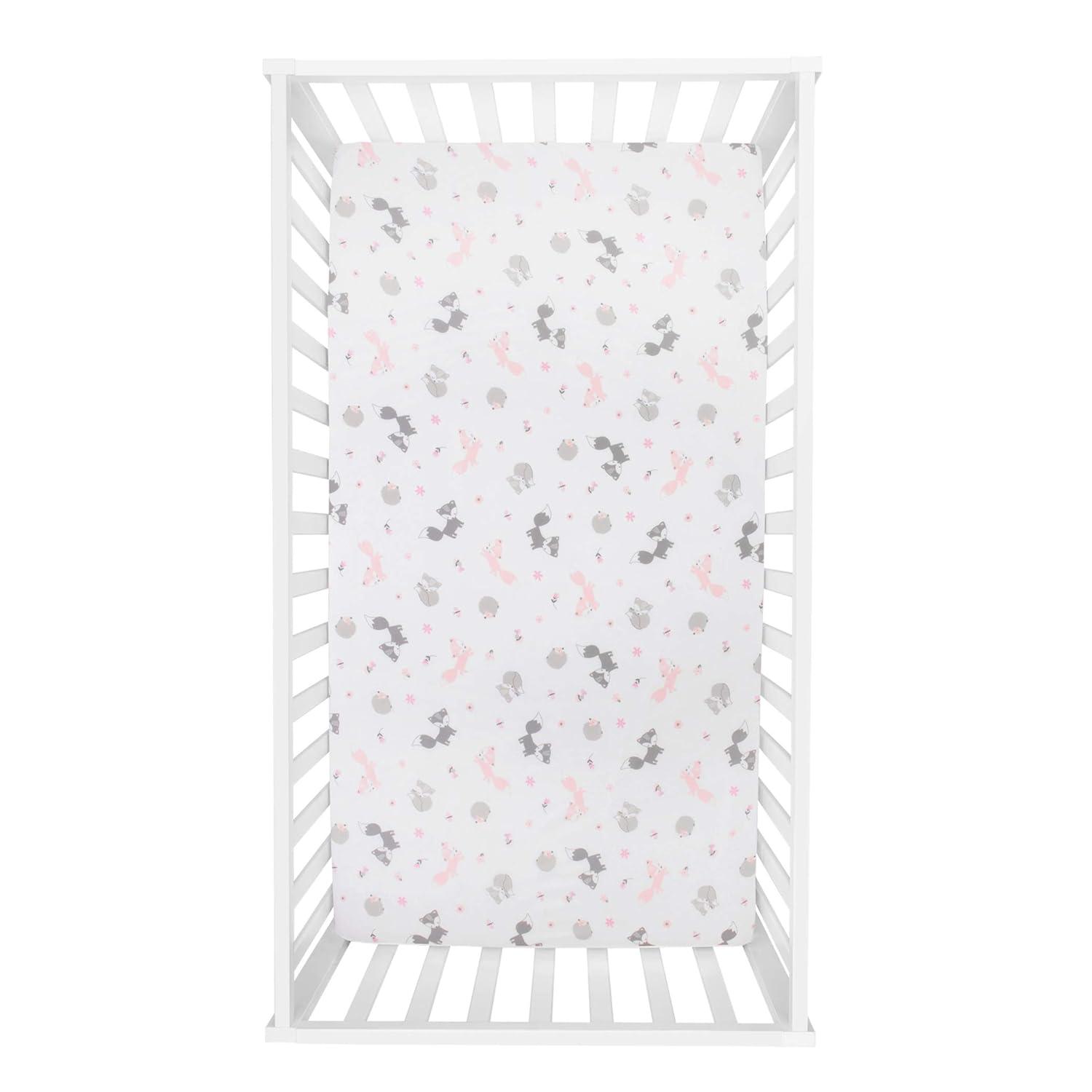 Sammy y Lou Infant Microfibra Estampada Floral Tejido Bolsillo Profundo 200 Sábanas para Cuna, Blanco, 2 Piezas