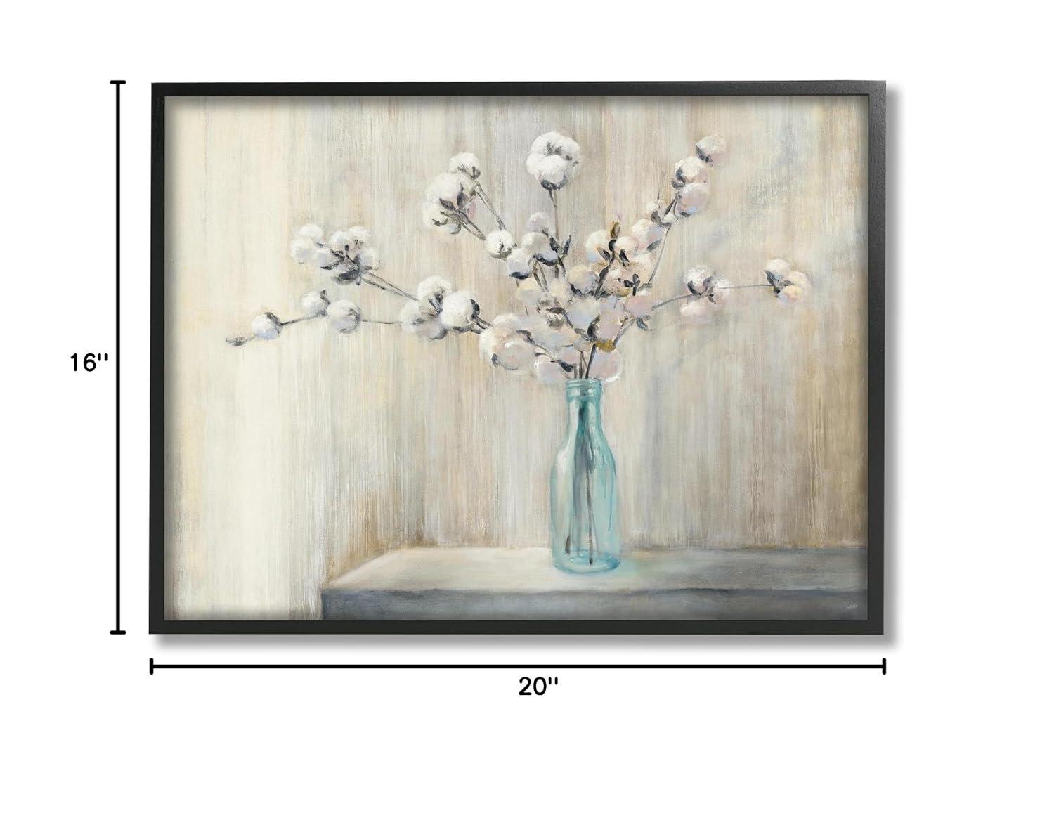Stupell Industries Beautiful Cotton Flower Grey Brown Painting Framed Giclee Texturized Art by Julia Purinton