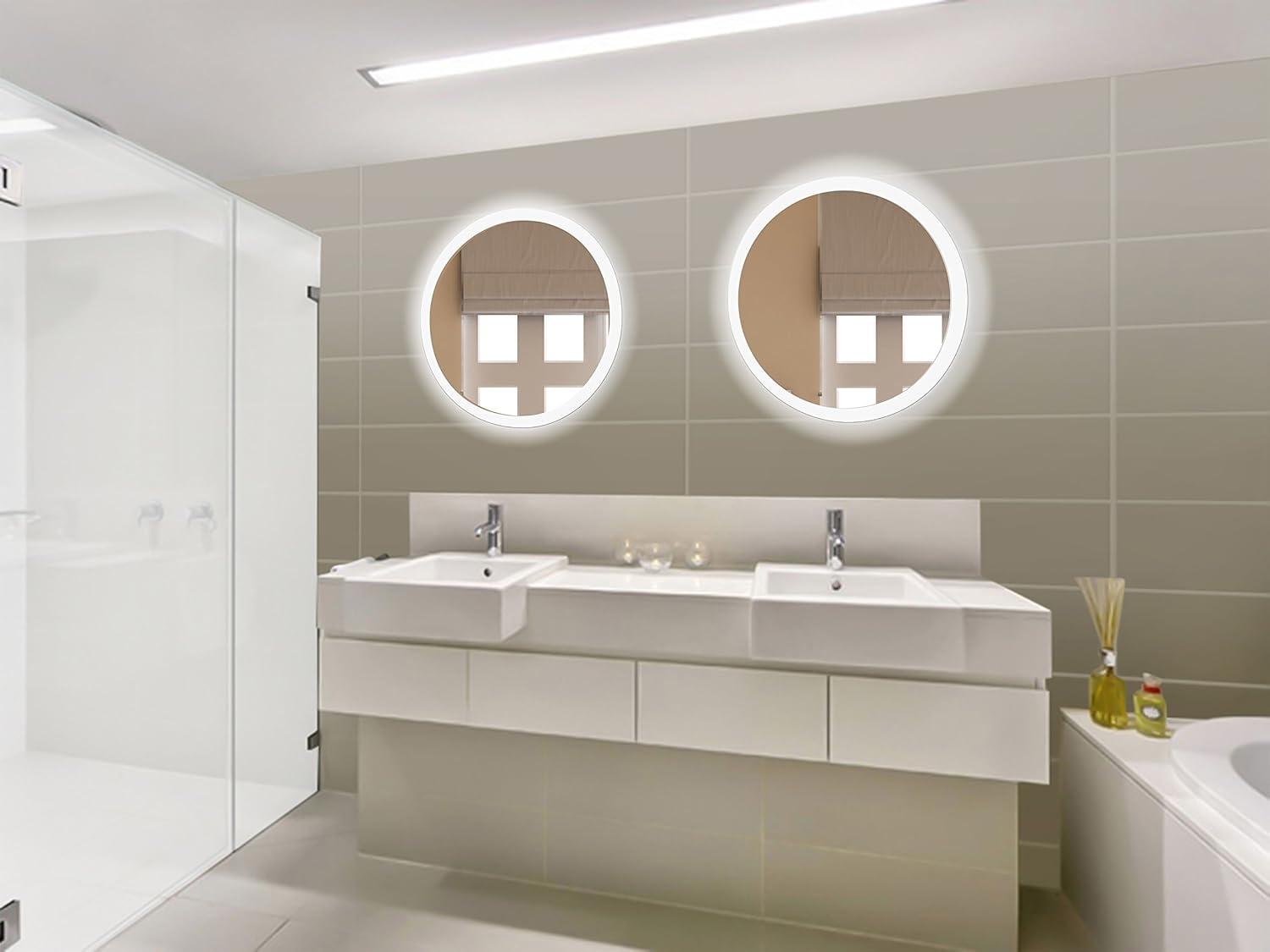 27" Round Polished Aluminum Frameless Vanity Mirror