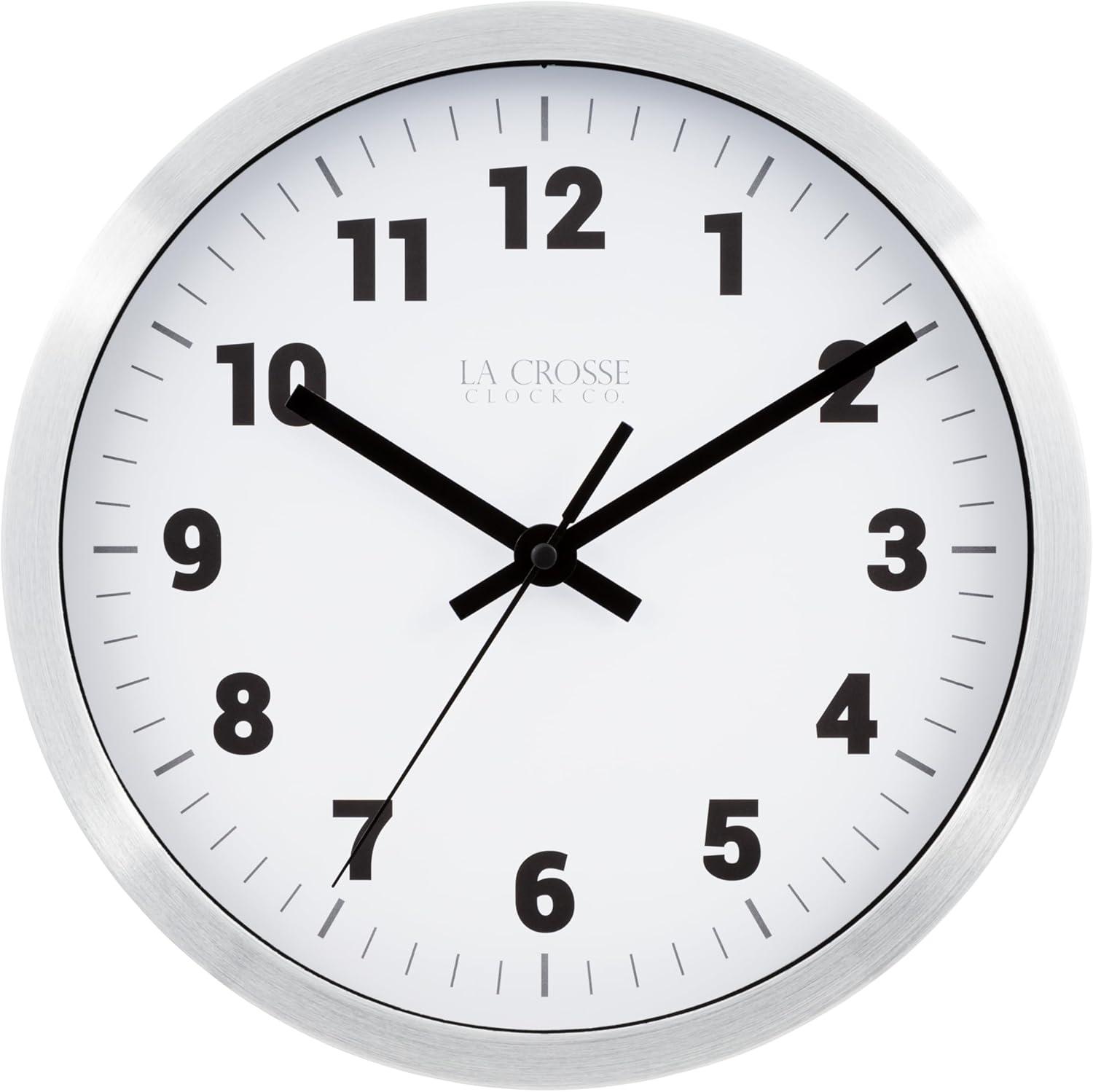 10'' Silver Aluminum Round Analog Wall Clock