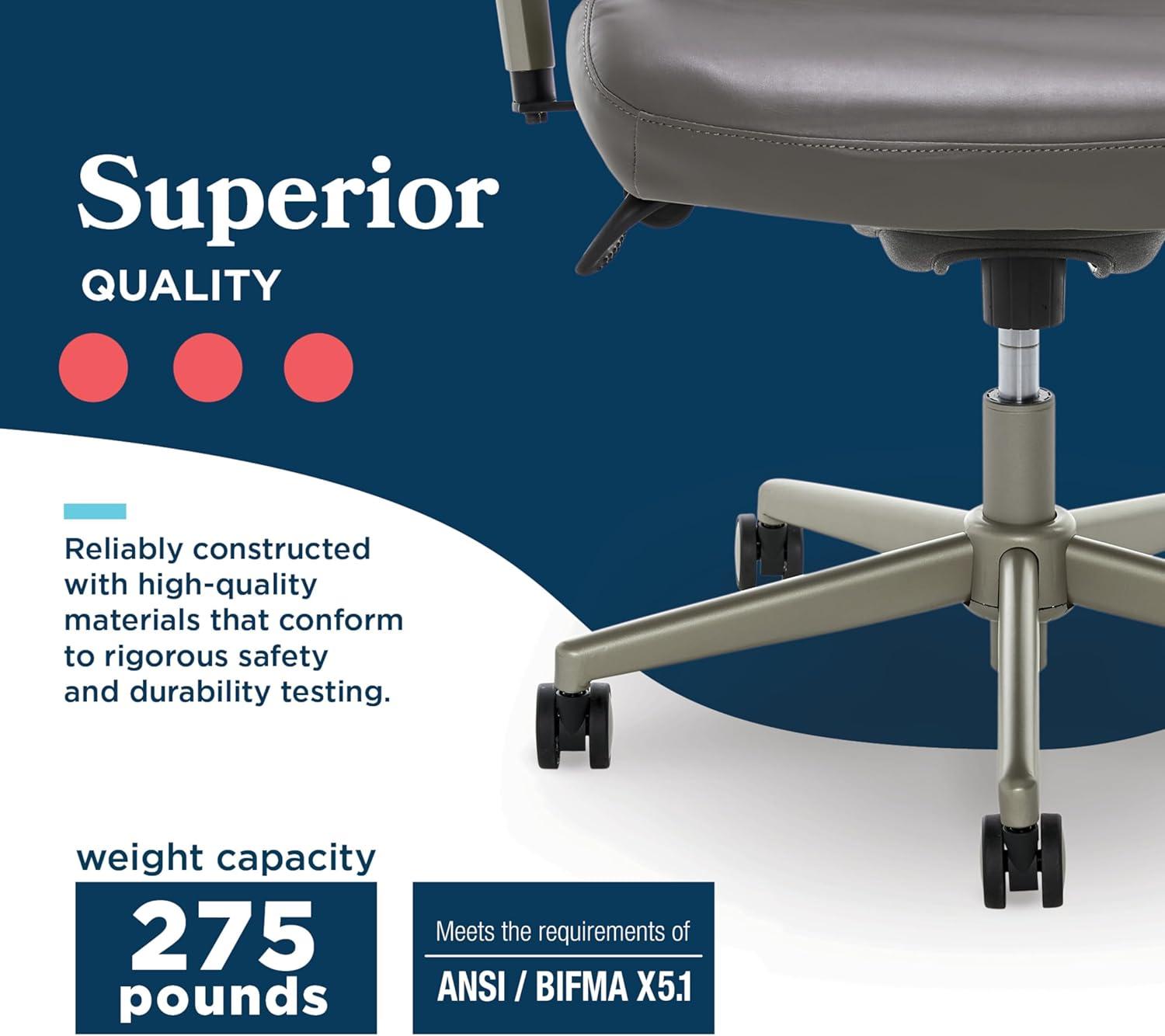La-Z-Boy Baylor Bonded Leather Adjustable Ergonomic Executive Office Chair with Lumbar Support