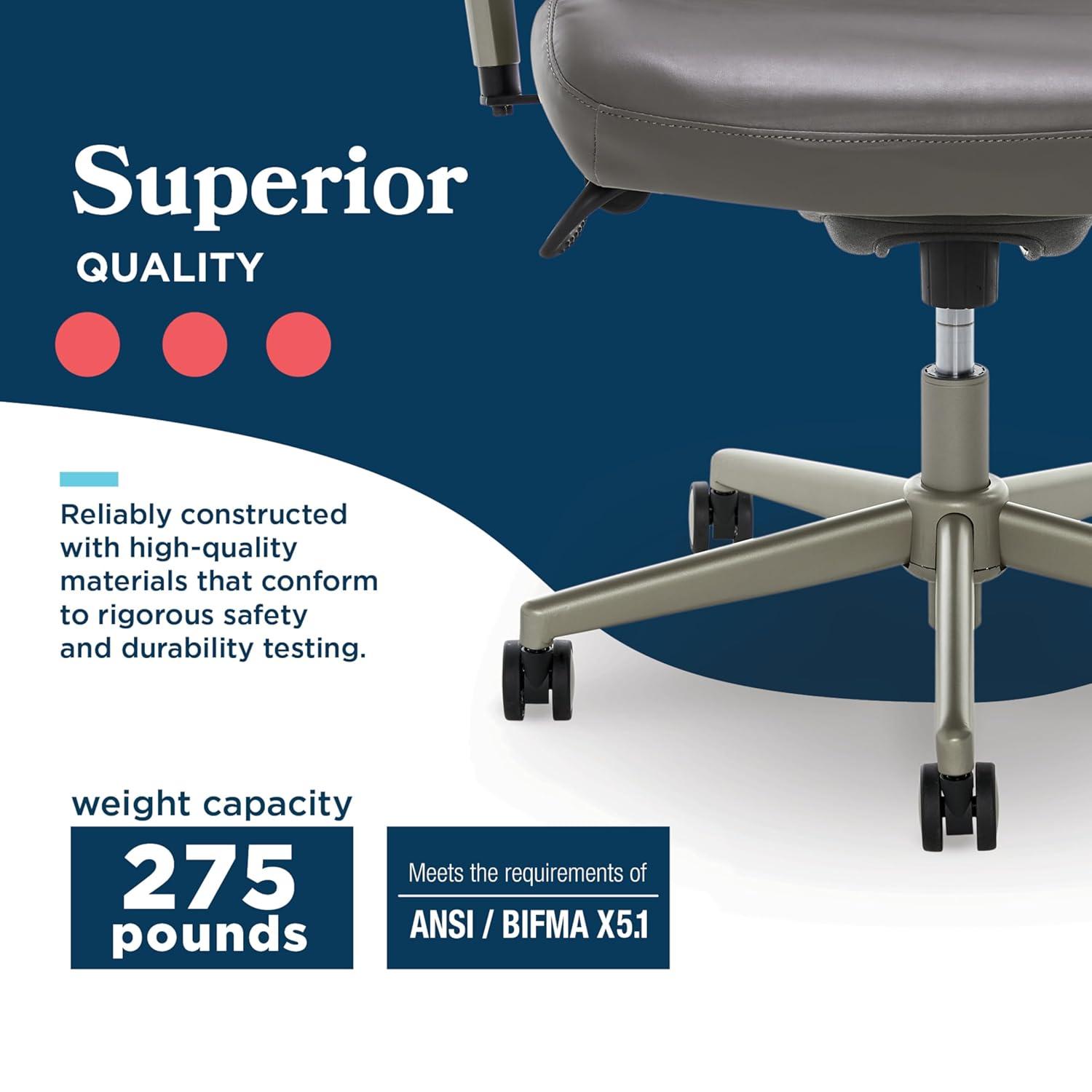 La-Z-Boy Baylor Bonded Leather Adjustable Ergonomic Executive Office Chair with Lumbar Support