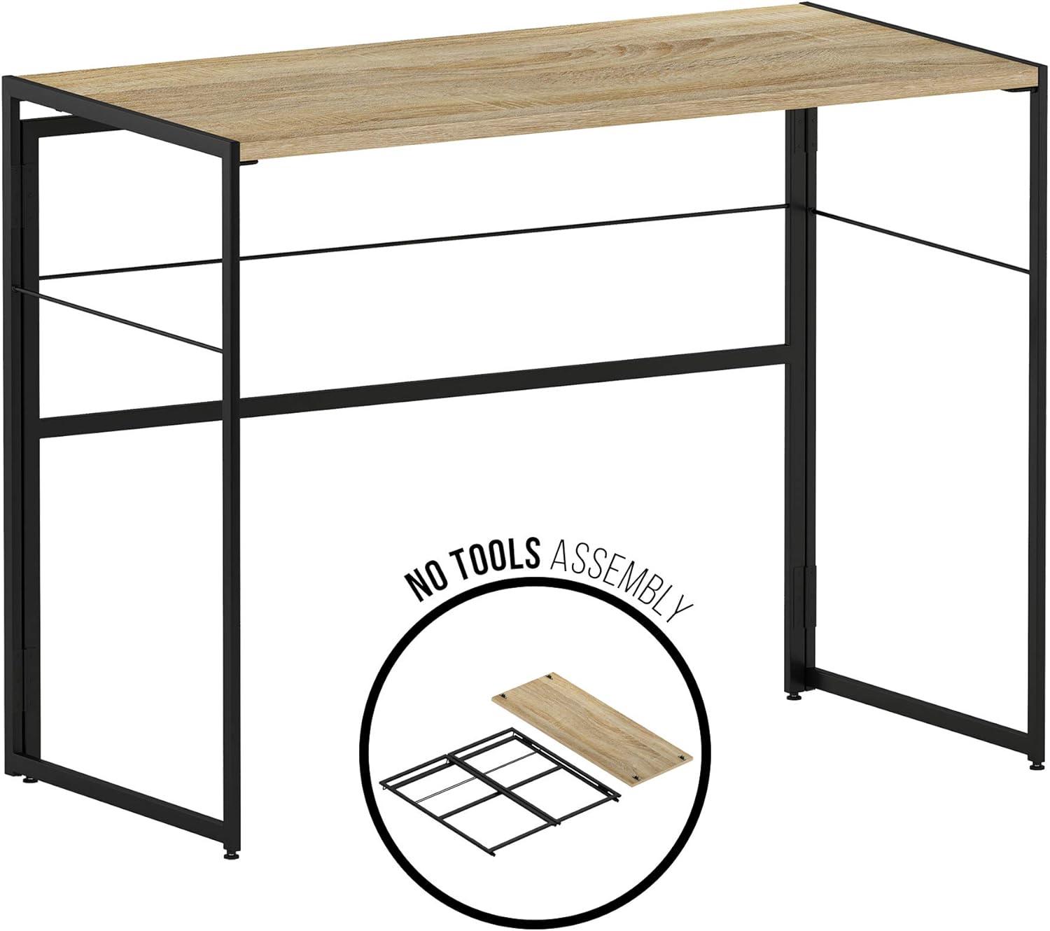 Furinno Riau No Tool Metal Frame Computer Desk, Sonoma Oak/Black