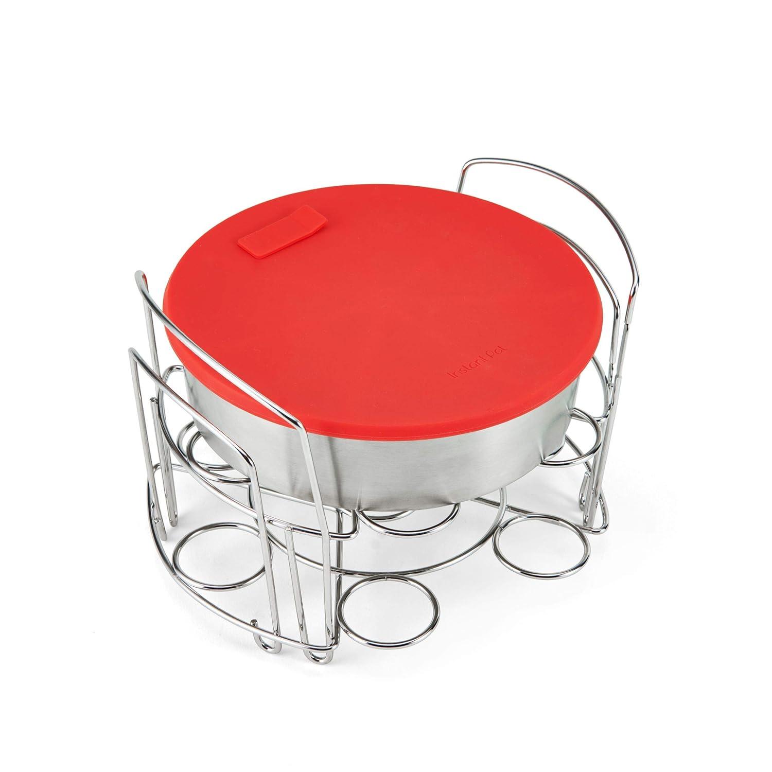 Instant Pot Cook/Bake Set of 2 - Wire Egg Racks and 1 Stainless Steel Pan with Lid