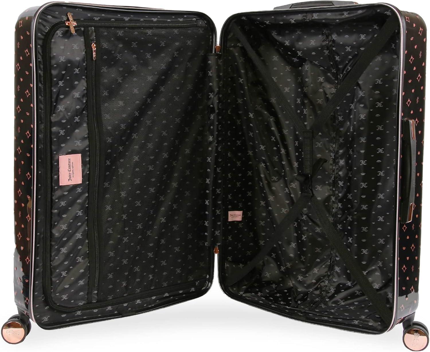 Juicy Couture Women's Arwen Spinner Luggage, Black/Rose Gold, 2pc Set
