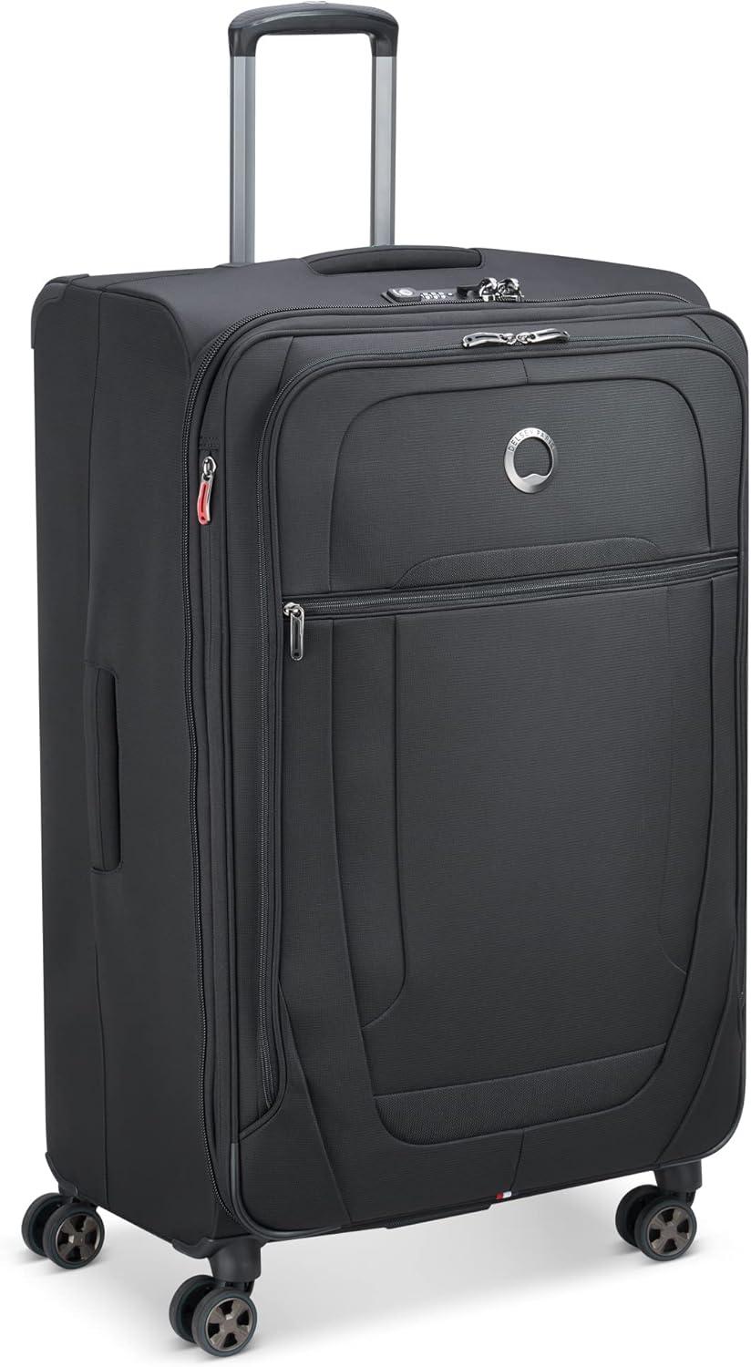 DELSEY PARIS Helium DLX Softside Expandable Luggage with Spinner Wheels, Black, Checked-Large 29 Inch