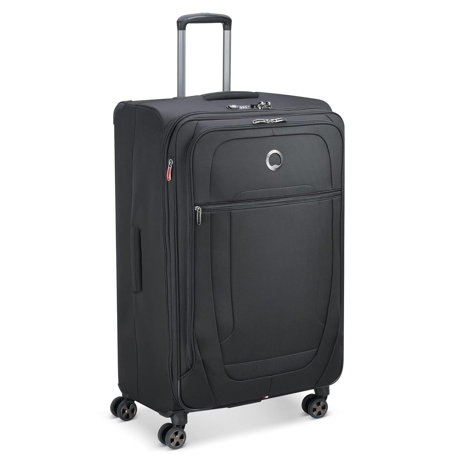 DELSEY PARIS Helium DLX Softside Expandable Luggage with Spinner Wheels, Black, Checked-Large 29 Inch