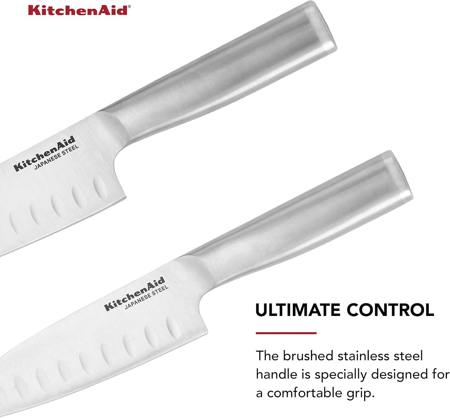 KitchenAid 2-Piece Stainless Steel Santoku Knife Set with Blade Covers