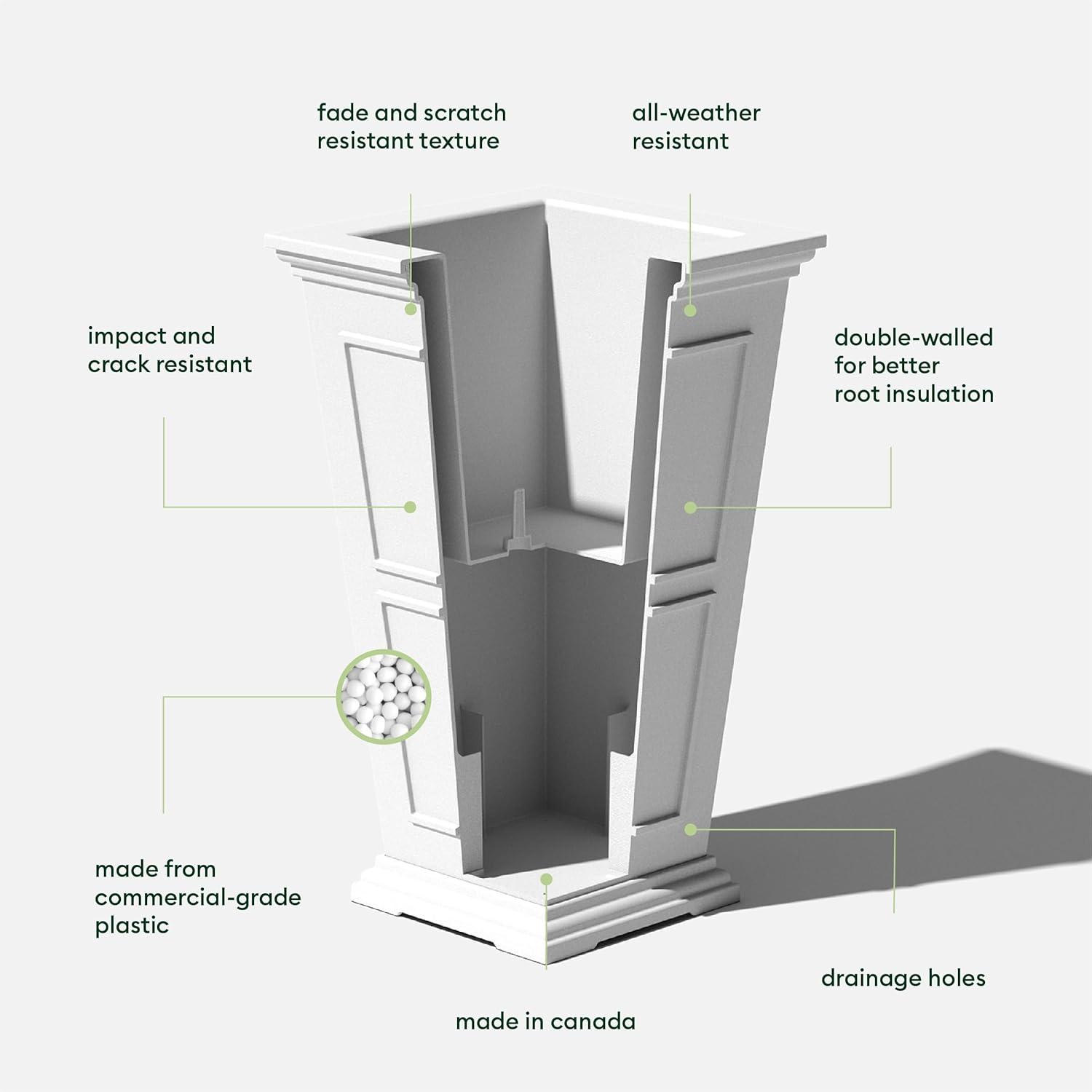 Veradek Brixton Tall 28" Plastic Planter - White