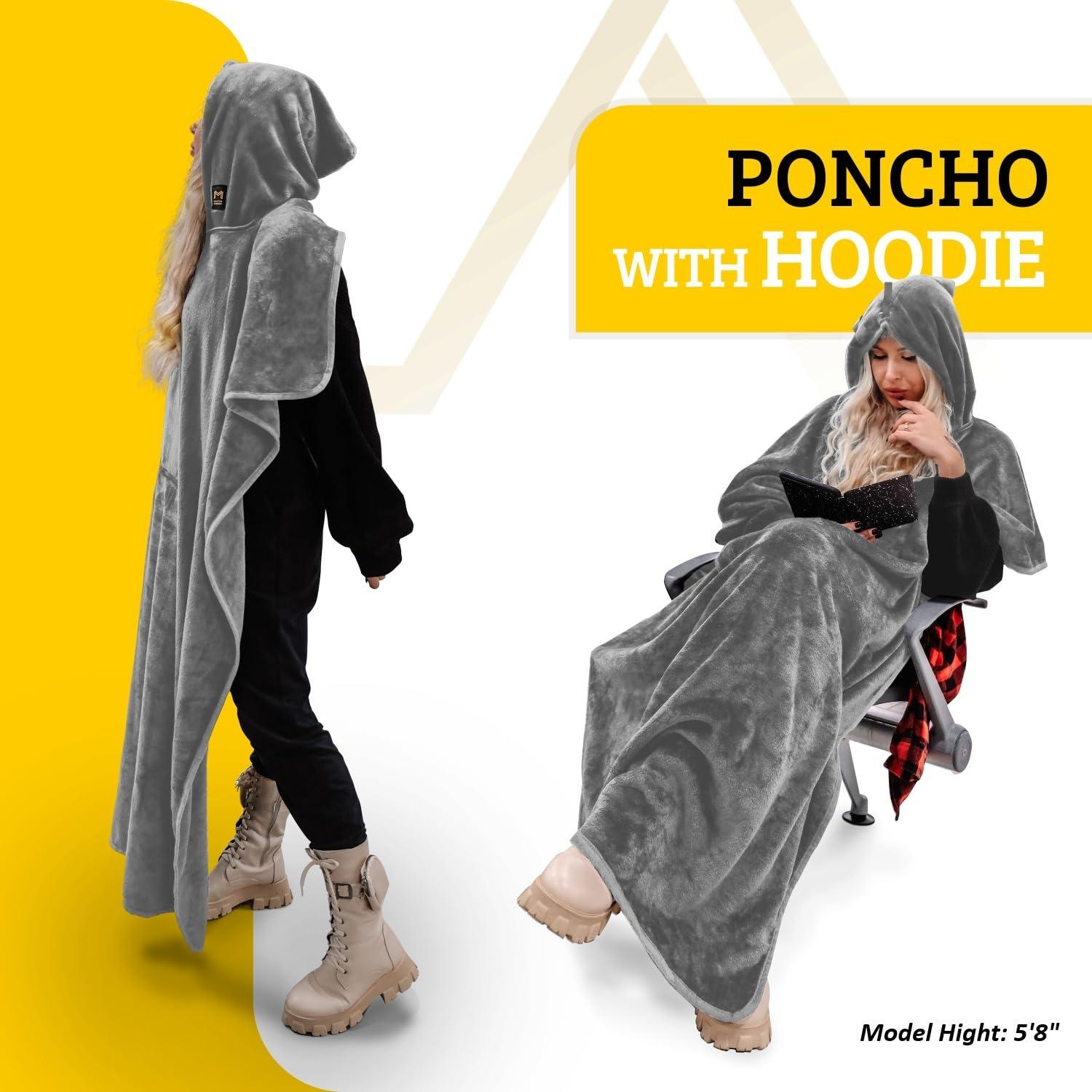 Travel Blanket Airplane Compact with Hoodie – 2in1 Airplane Travel Accessories from Plane Blanket to Travel Pillow with Luggage Strap, Soft Handle & Secure Pocket