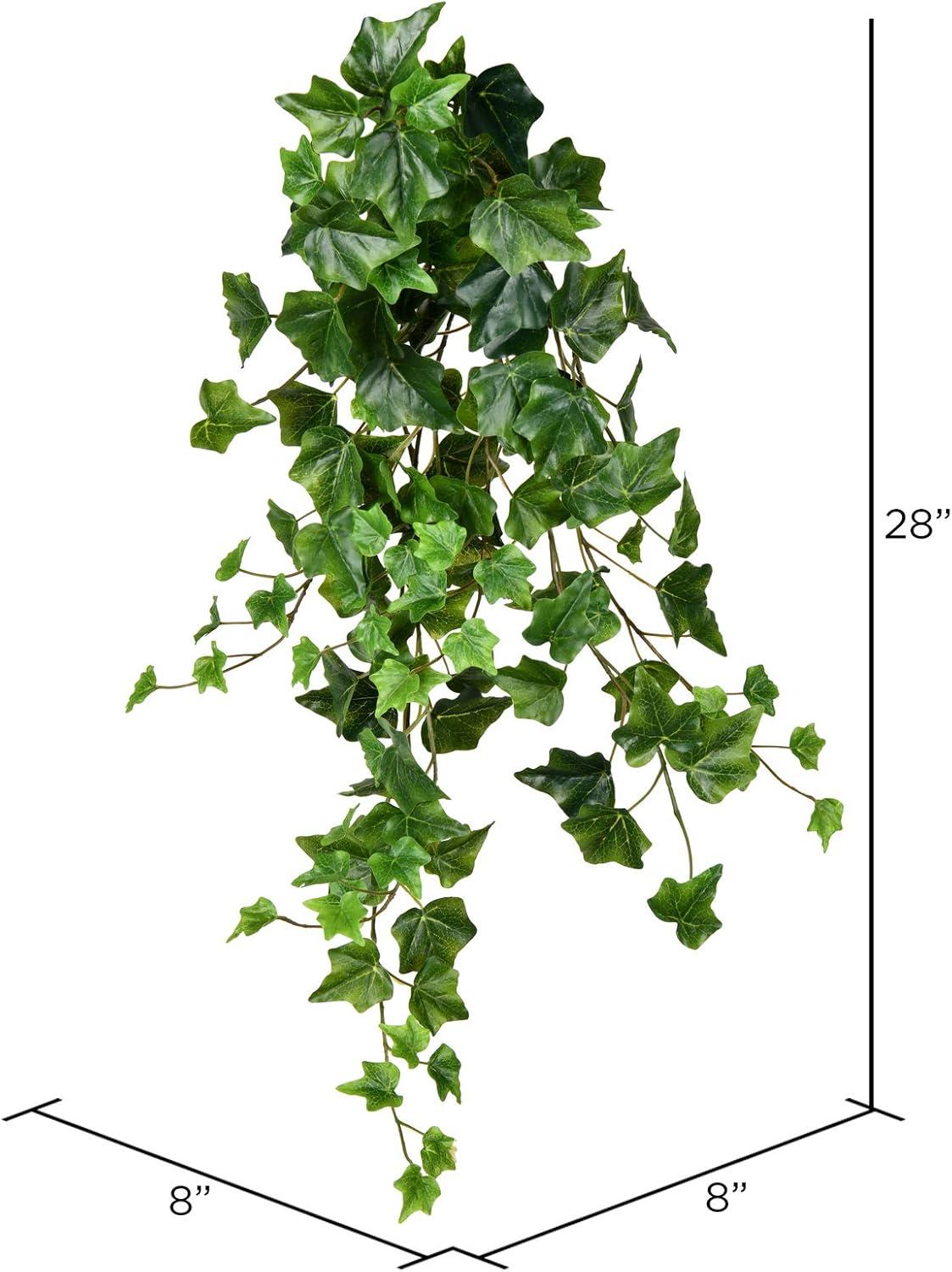 Vickerman 28" Artificial Green Ivy Hanging Bush, Pack of 2