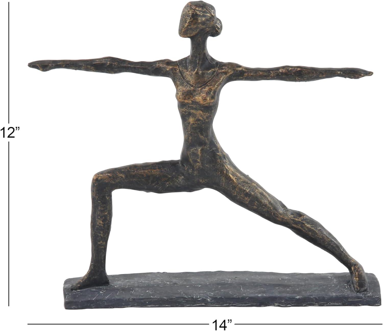 Contemporary Brass Yoga Pose Sculpture 14" x 12"