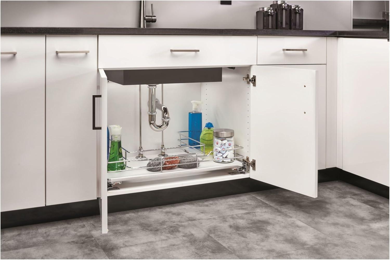 30" Chrome and Maple U-Shaped Pullout Organizer