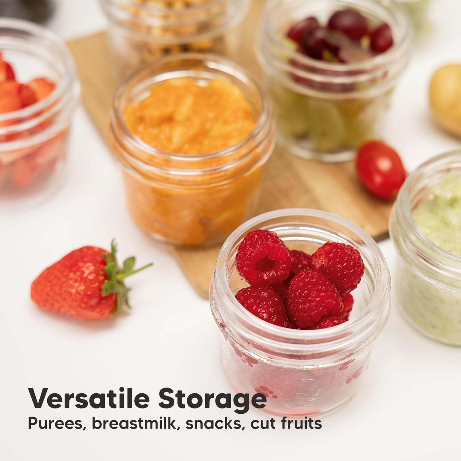 12pk Prep Baby Food Storage Containers, 4 oz Leak-Proof, BPA Free Glass Baby Food Jars for Feeding  (Terracotta)