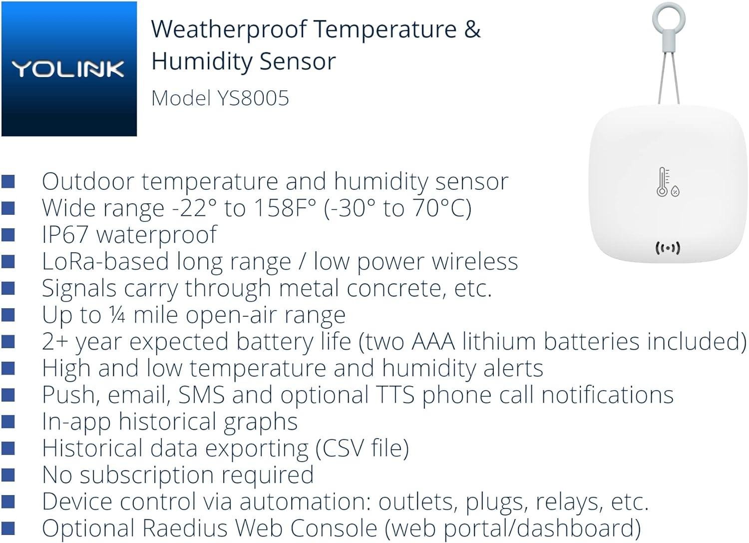 YoLink YS8005-UC, White Security Household Sensors & Alarms