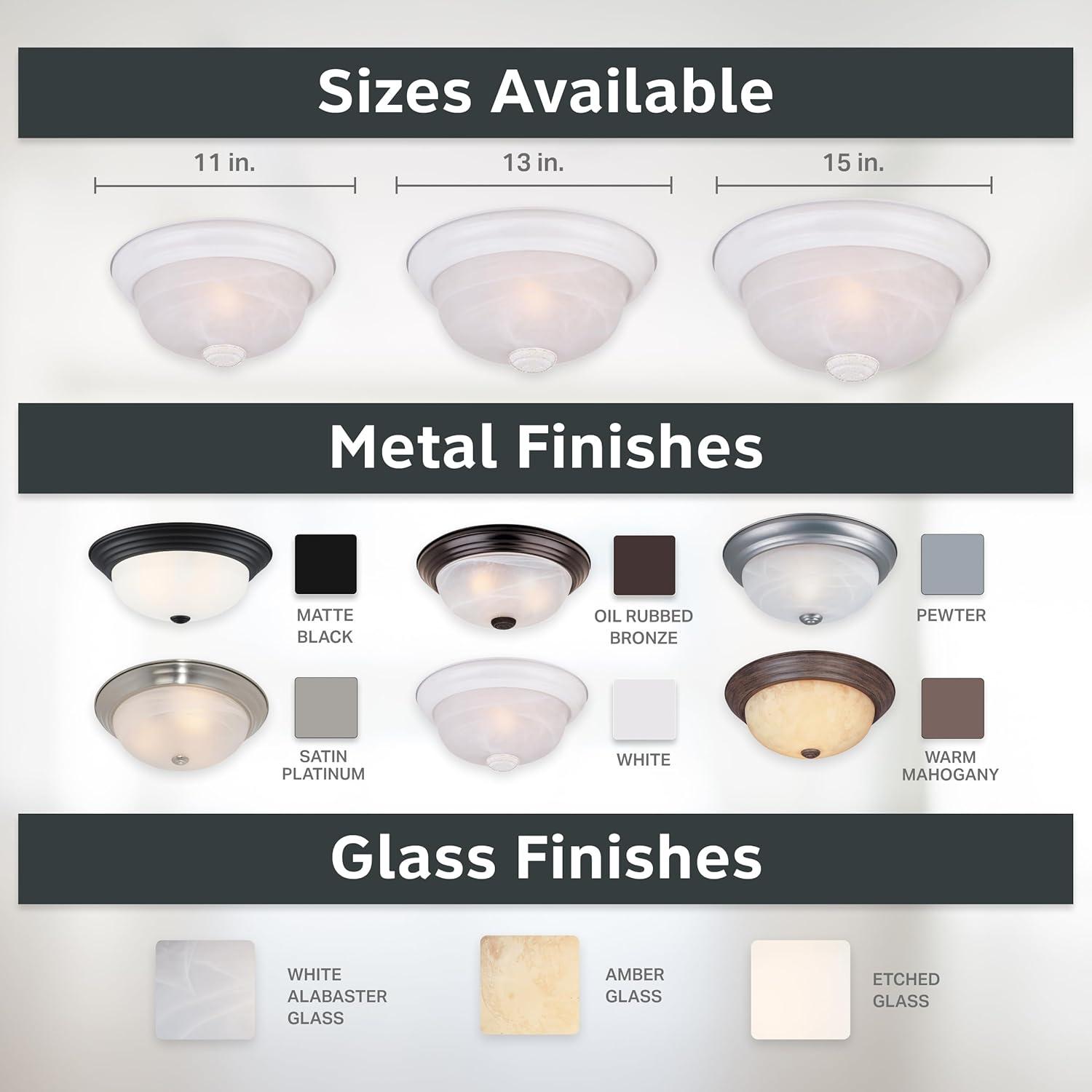 Designers Fountain 15 inch Large 3-Light White Flush Mount Ceiling Light, 1257L-WH-AL