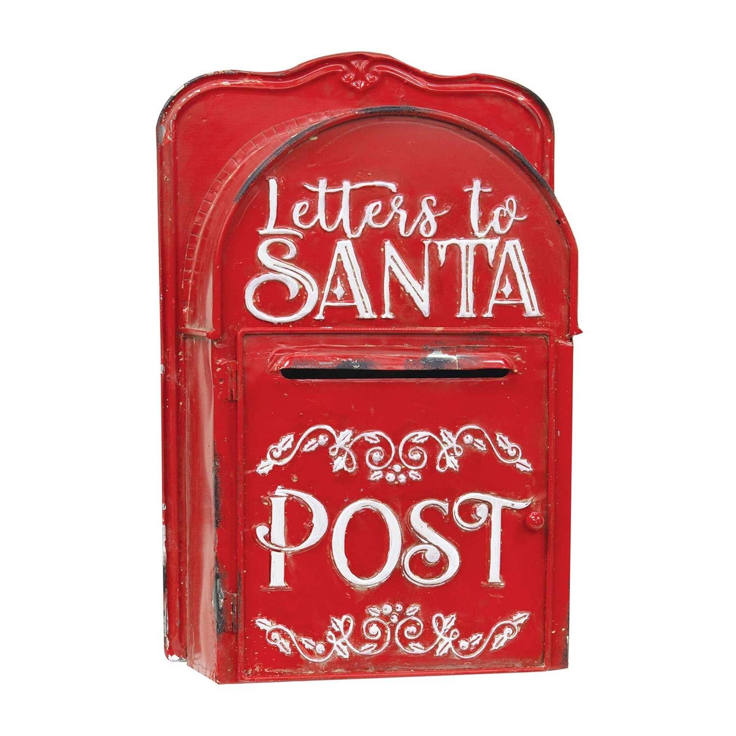 Red Metal Vintage Letters to Santa Post Box