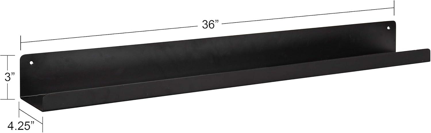 Kate & Laurel All Things Decor 36" Mezzo Modern Metal Ledge Shelf Black: Wall Mounted, No Assembly Required