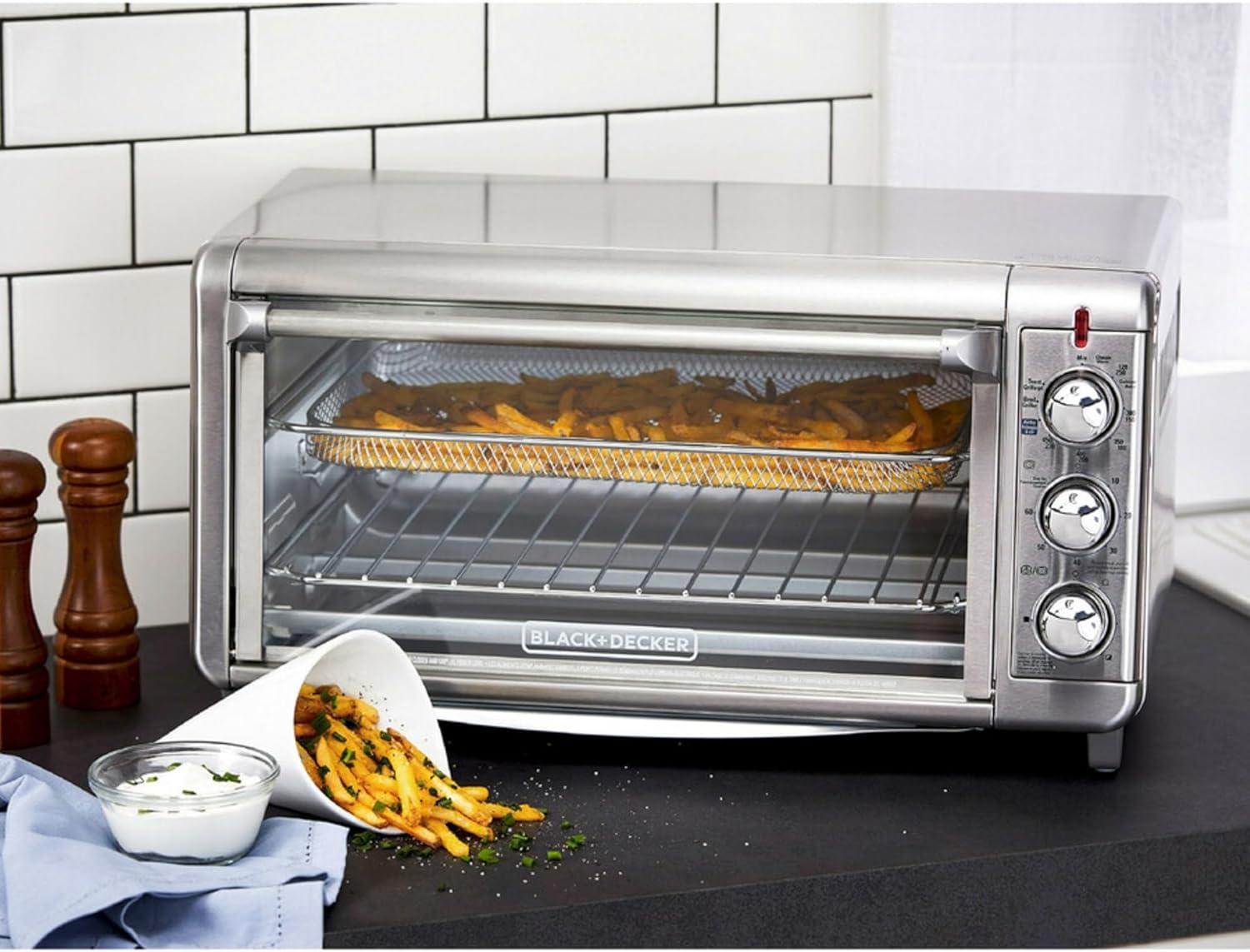 BLACK+DECKER Extra Wide Crisp ‘N Bake Air Fry Toaster Oven, Silver, TO3265XSSD