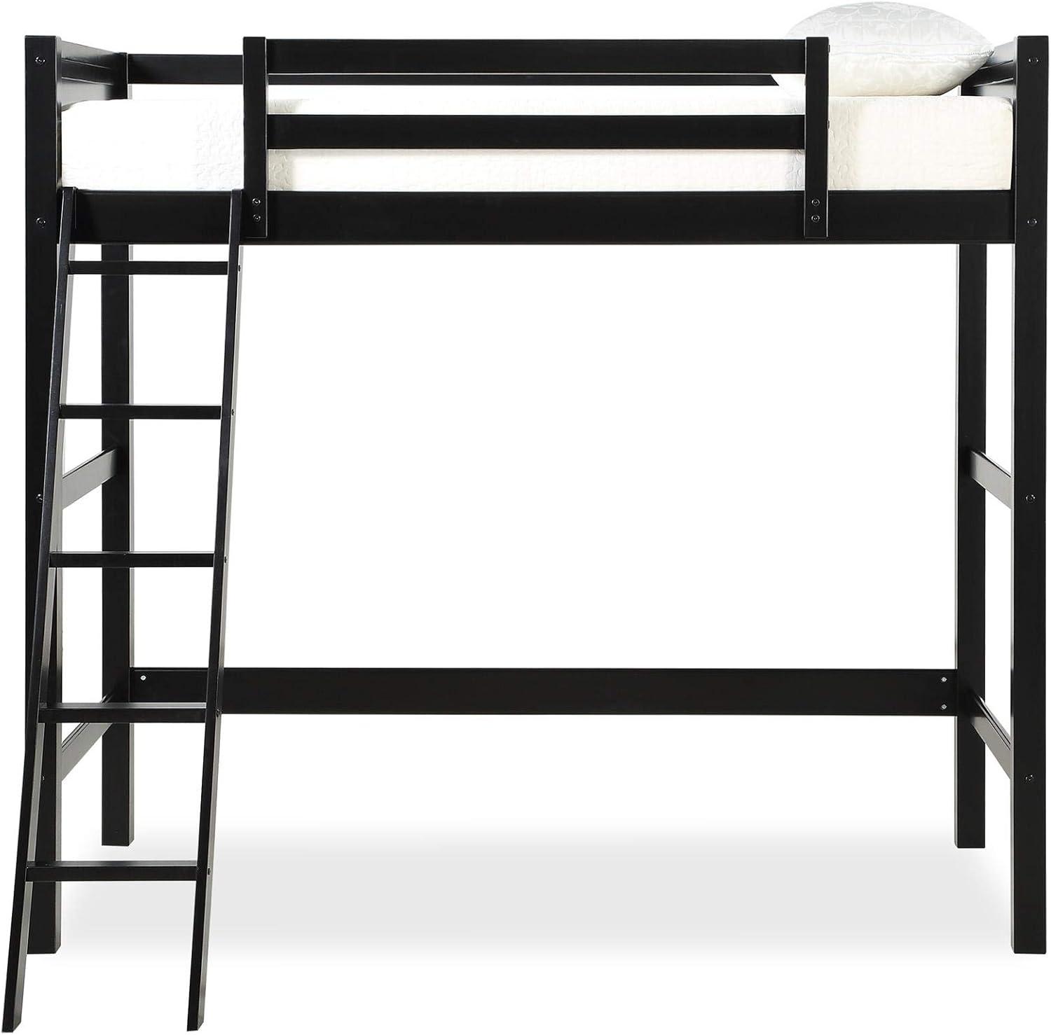 Black Pine Twin Loft Bed with Ladder and Guardrails