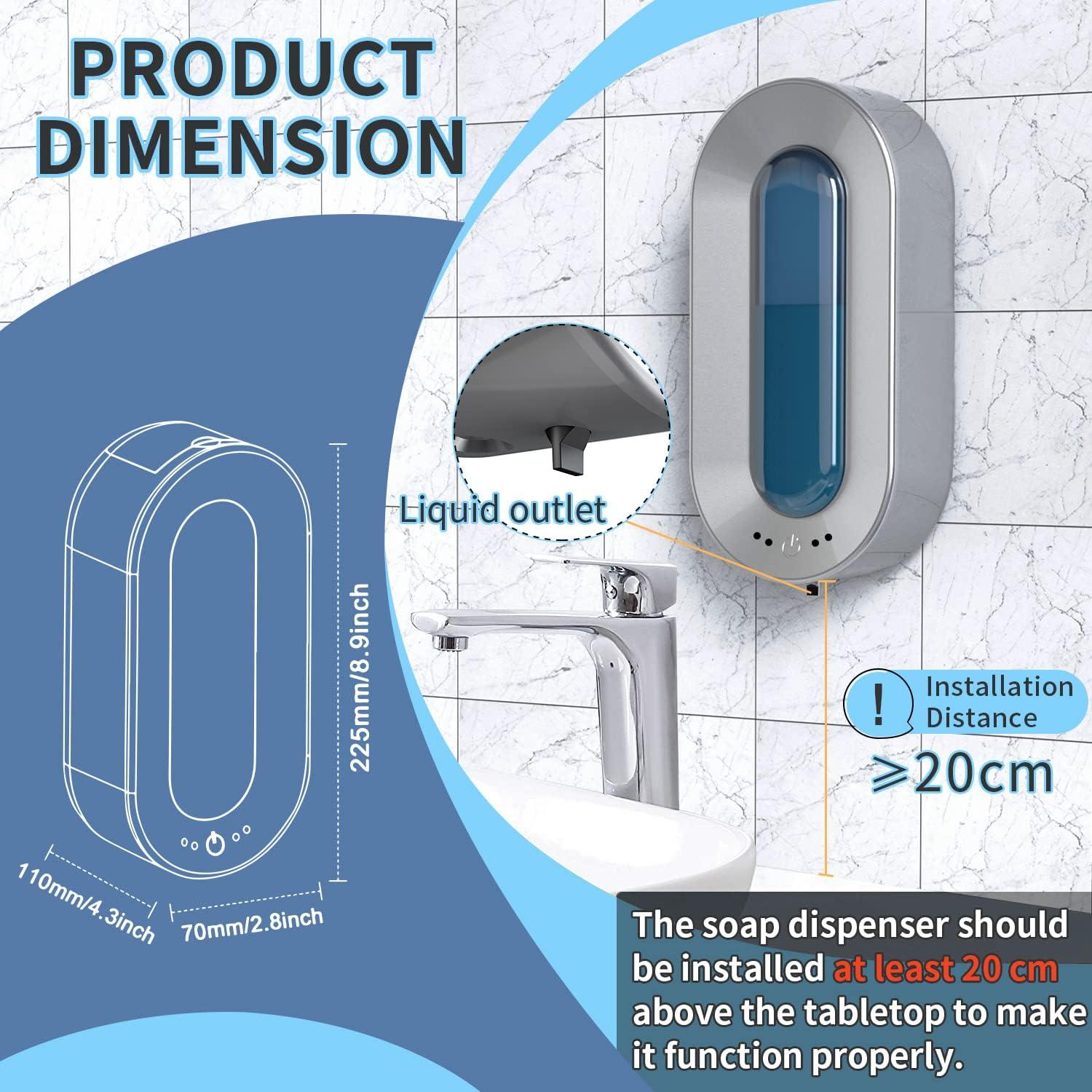 Automatic Soap Dispenser Touchless, Haiaoxonr 700ml Wall Mounted soap Dispenser Supports Hand soap, dishwashing Liquid, etc. for Bathroom, Kitchen, Hotel, Office, Home and Commercial Places.