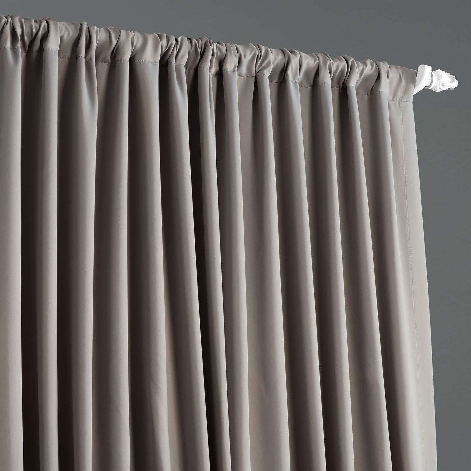 Neutral Grey Extra Wide Blackout Room Darkening Curtain (1 Panel), Neutral Grey, 100W X 108L