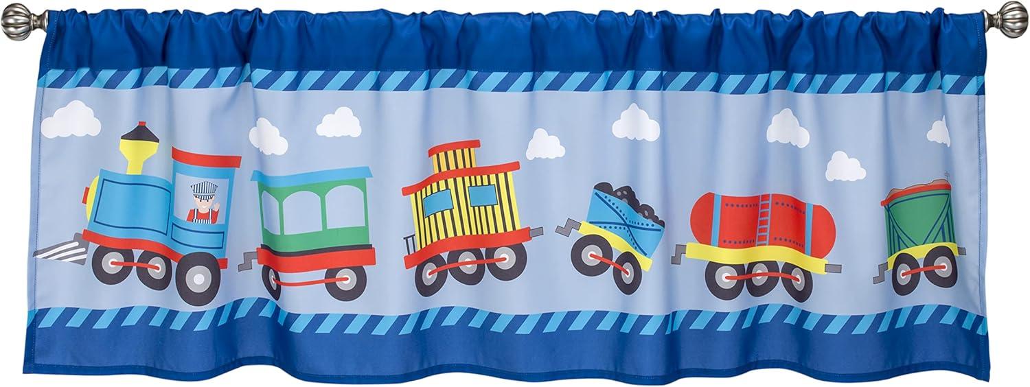 Choo Choo Train Blue Polyester Rod Pocket Valance