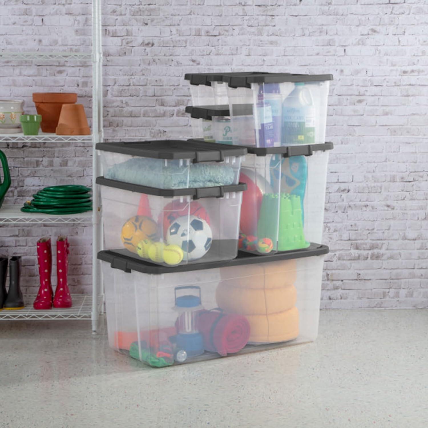 Sterilite 16 Qt. Stacker Box Plastic, Flat Gray