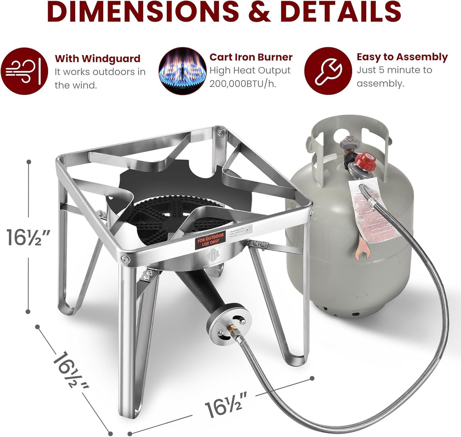 Stainless Steel High-Pressure Single Burner Outdoor Propane Stove