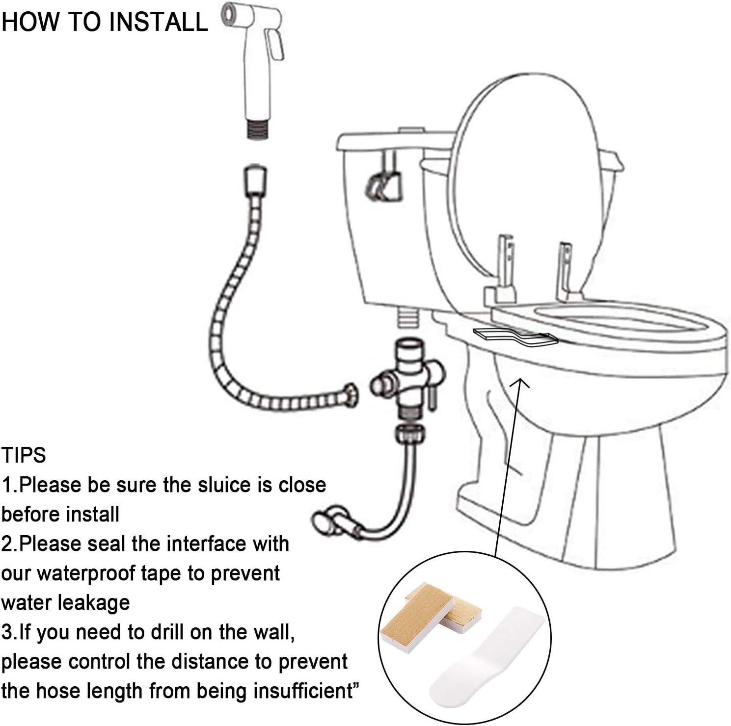 Bidet Sprayer for Toilet, Hand held Stainless Steel Toilet Bidet Sprayer Kit with Hose, Easy Install Bidet Attachment for Toilet, Bidet Sprayer for Personal Hygiene, Toilet Clean, Baby Diaper Cloth