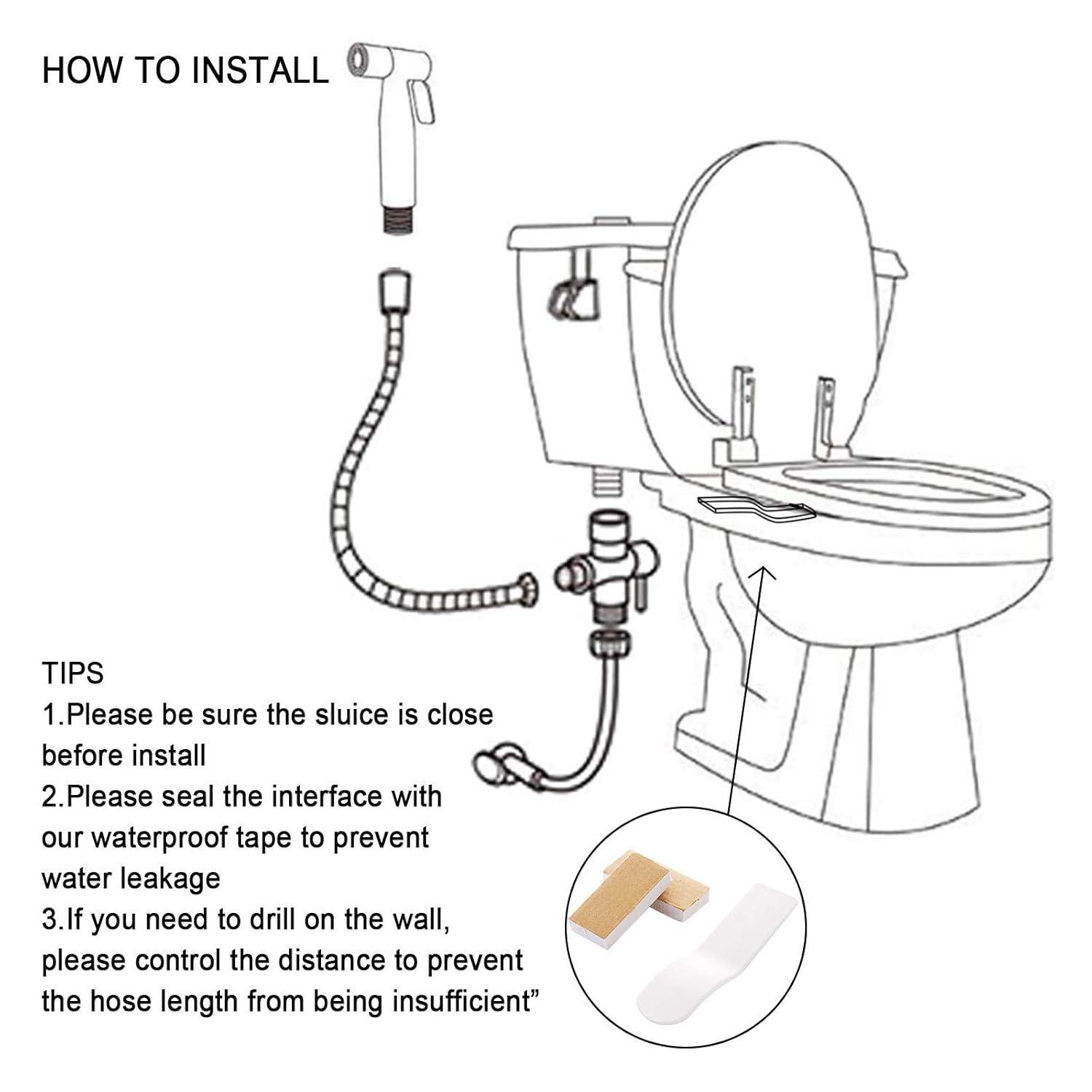 Stainless Steel Bidet Sprayer Kit - Easy Install Toilet Bidet Attachment for Personal Hygiene and Cleaning