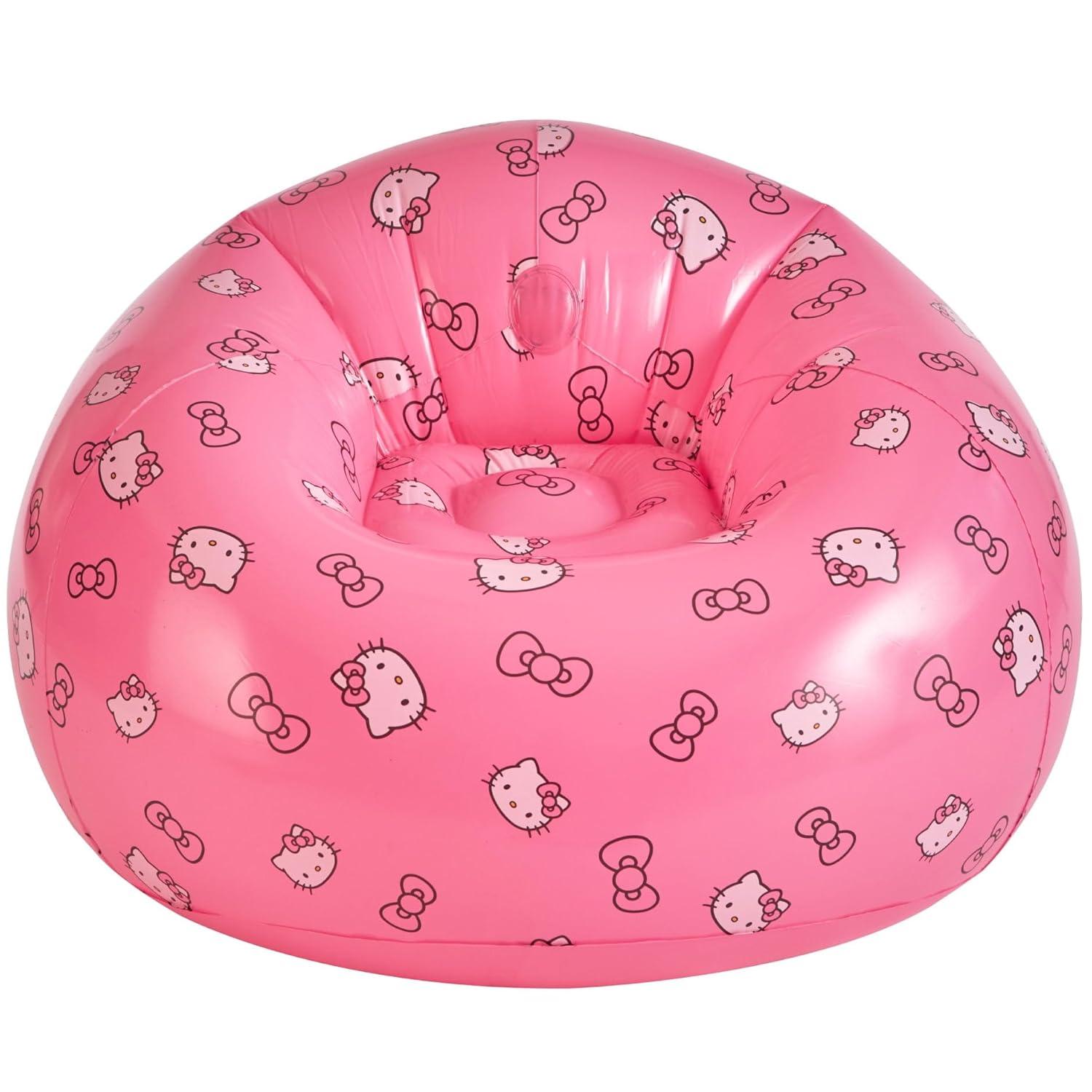 Sanrio Hello Kitty Portable Inflatable Gaming Chair,Kids Fun Comfy Lounge Seat, Ideal for Playrooms and Room Décor