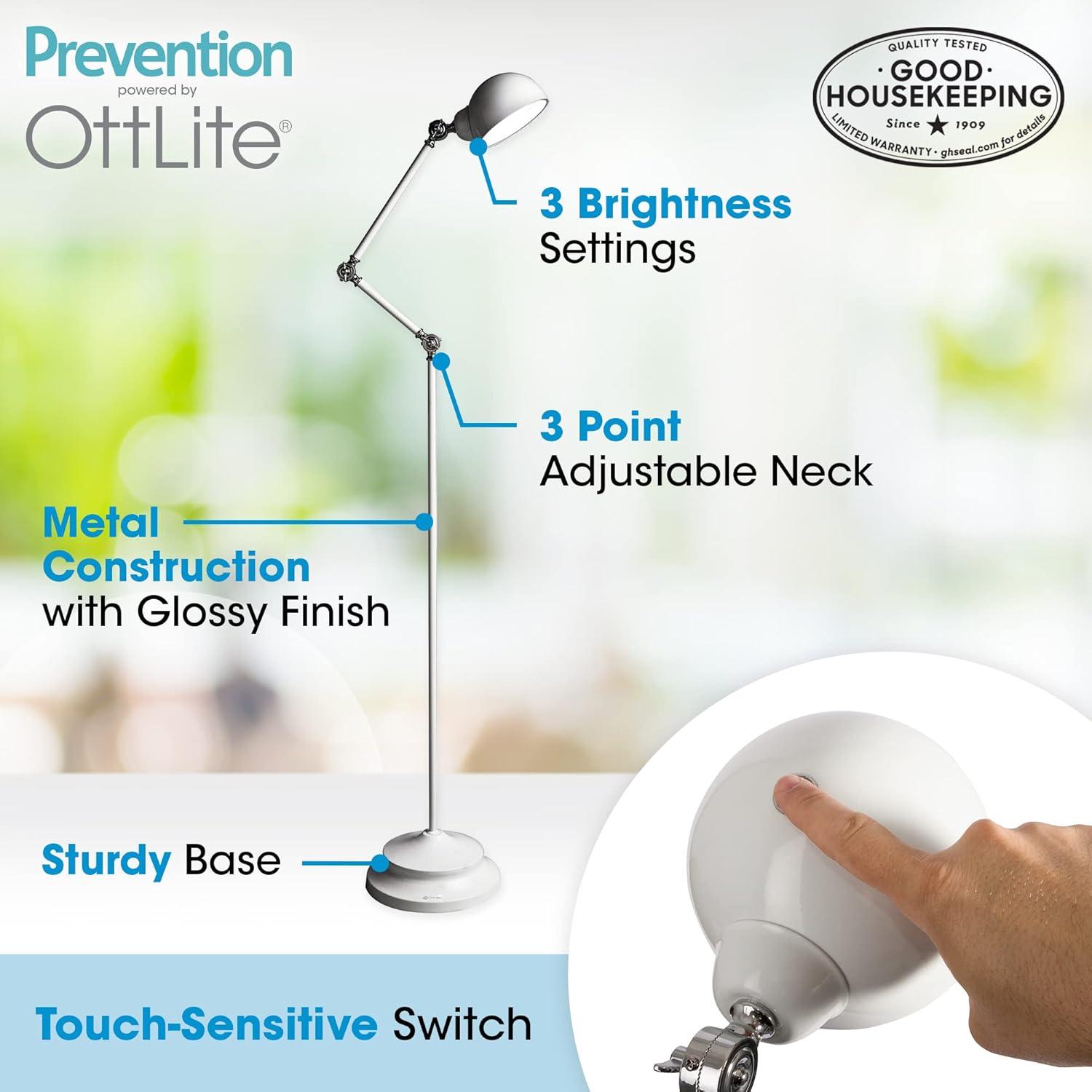 OttLite Pharmacy Floor Lamp (Includes LED Light Bulb) - Prevention: Modern Touch Sensor, ETL Listed, Metal Cone Shade