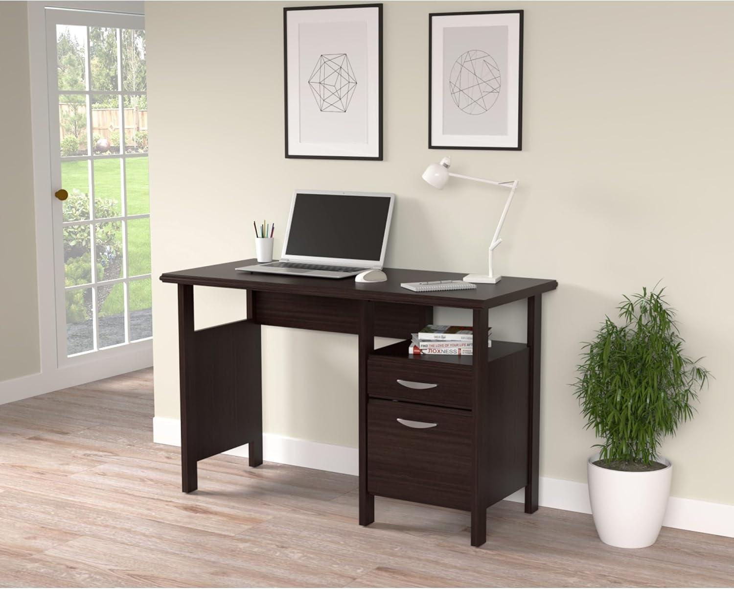 Inval 1-Drawer Writing Desk with Cabinet in Espresso