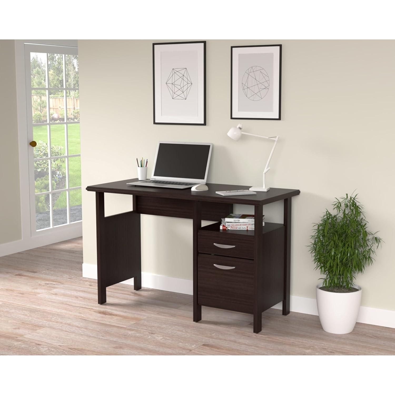 Inval 1-Drawer Writing Desk with Cabinet in Espresso