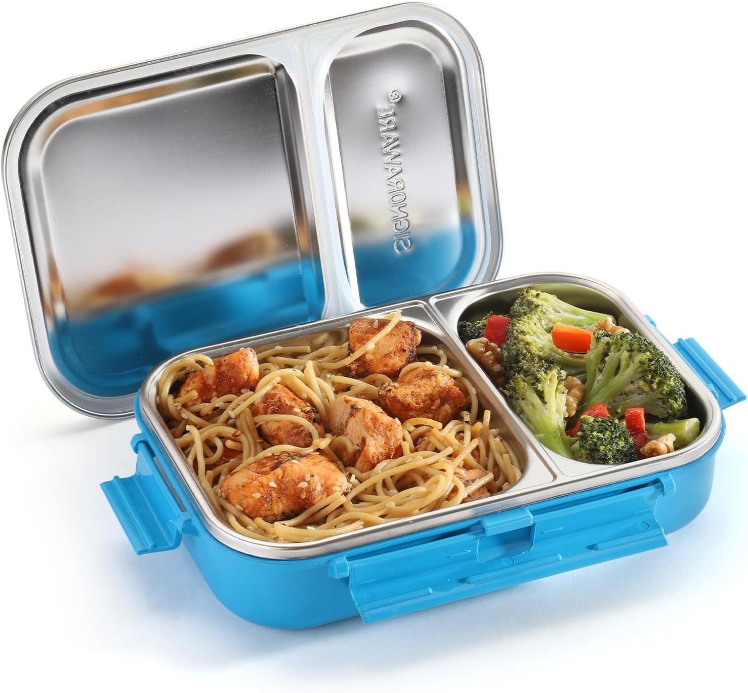 Blue 34 Oz Stainless Steel Leakproof Bento Lunch Box