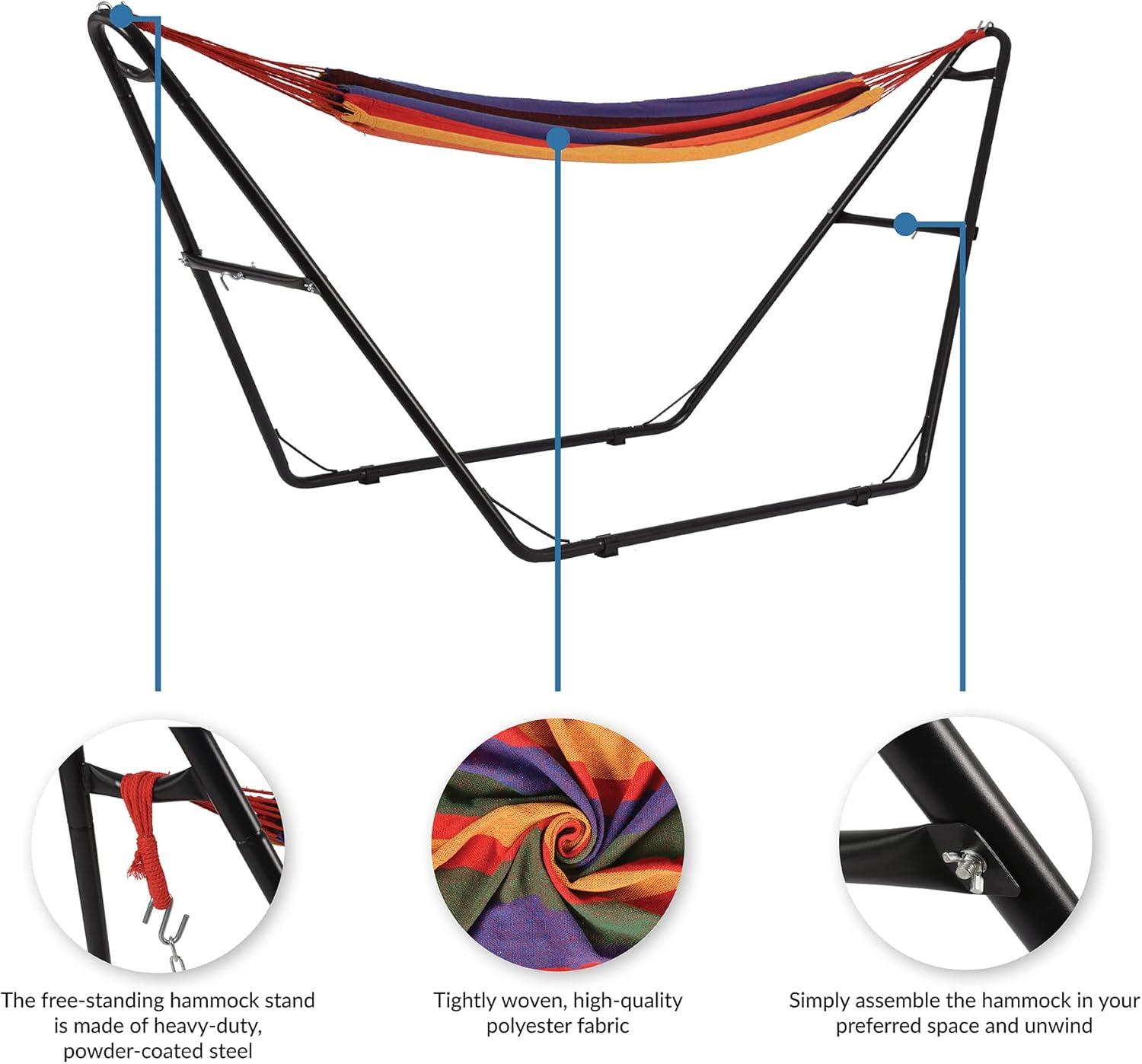 Island Retreat Outdoor Leisure Tropical Stripe Hammock and Frame