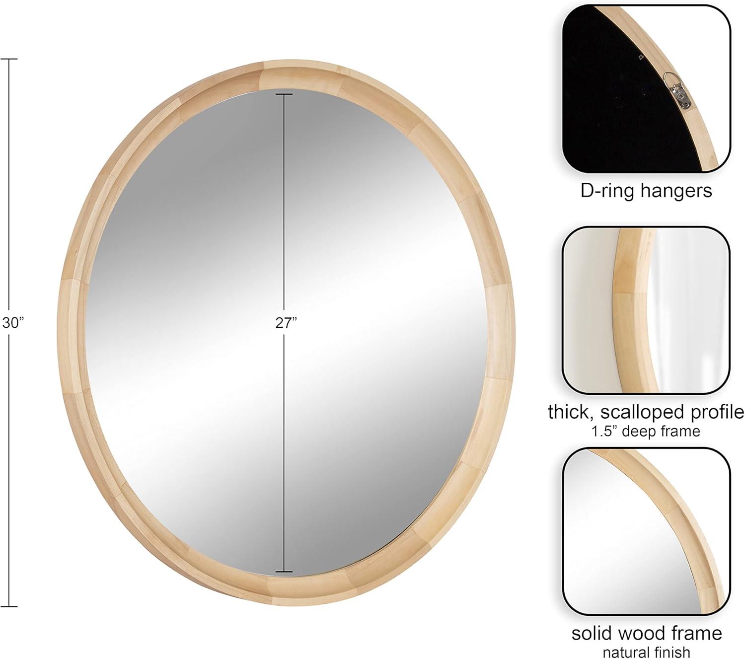 Kate and Laurel Hatherleigh Round Wood Wall Mirror