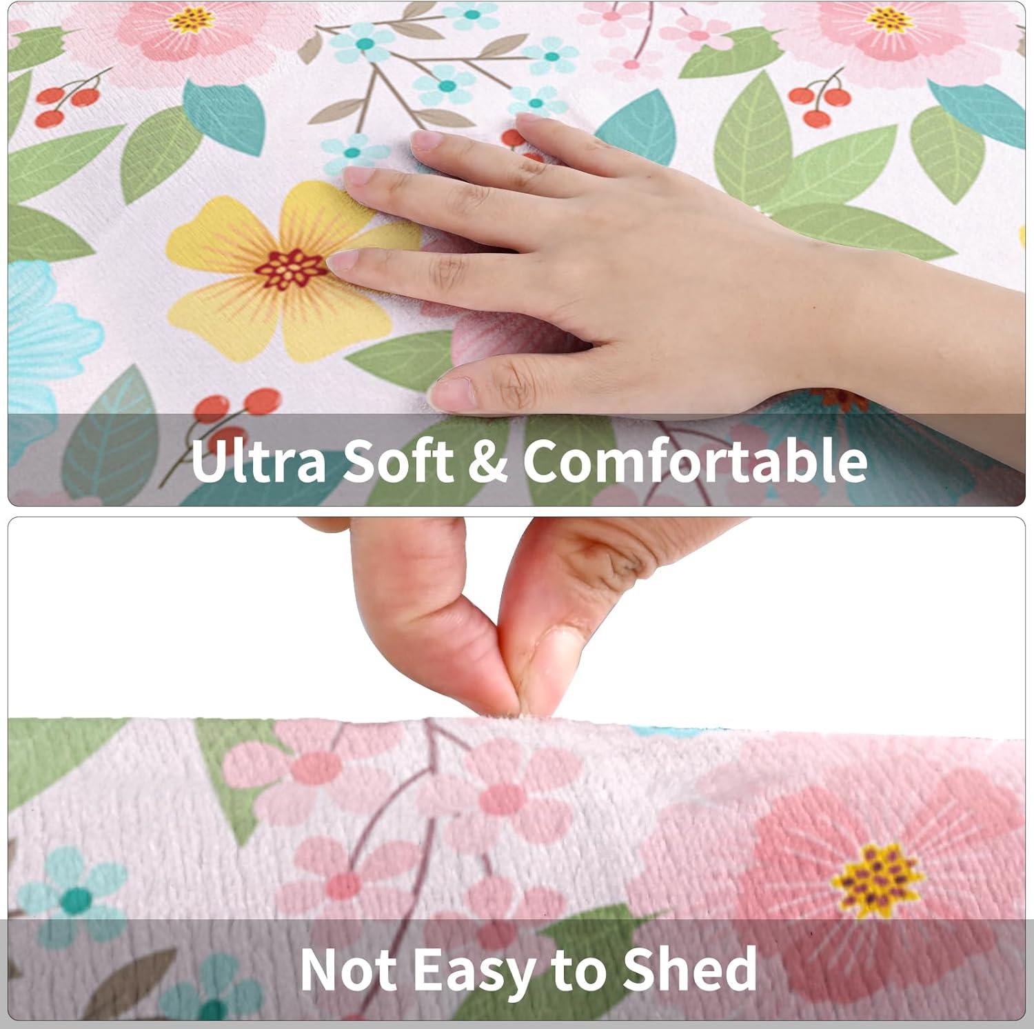 Elegant Floral Rug Hallway Runner Rug- 2 x 6 ft,Non Slip Washable Runner Rugs with Rubber Backing Soft Flowers Carpet Runner for Bedroom Kitchen Dining Room Laundry-Pink