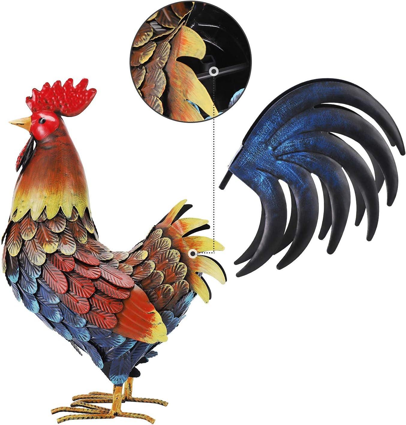 chisheen Metal Rooster Yard Decor Garden Statue Outdoor Chicken Decorations Sculpture for Backyard Patio Kitchen Lawn Ornaments Gifts for Mom C42